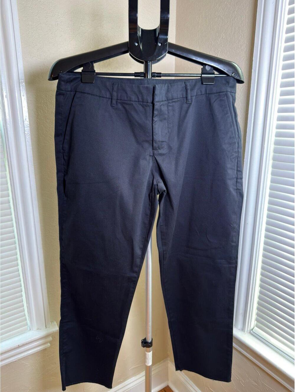 Quince Organic Stretch Cotton‎ Chino Pants Black Size 12 NWOT Cropped Ankle